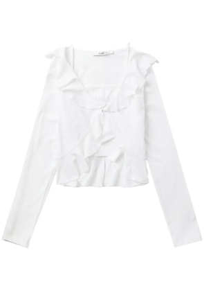 b+ab ruffled top and cardigan set - White