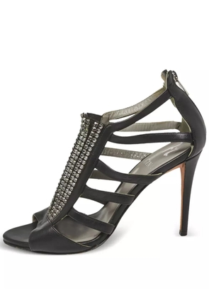 Gina pre-owned 95mm crystal-embellished strappy sandals - Black