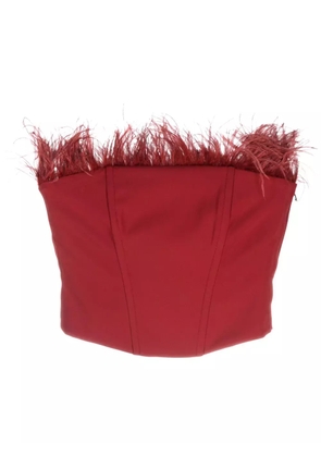 Patrizia Pepe feather-detailing strapless top - Red