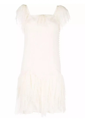 John Galliano Pre-Owned 1990s ruffled short-sleeved silk dress - Neutrals