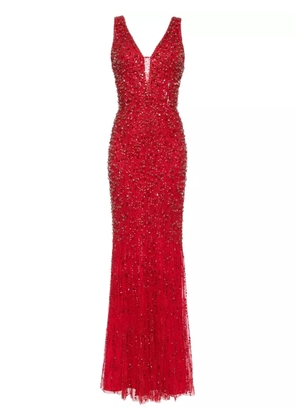 Jenny Packham Libra crystal satin gown - Red