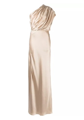 Michelle Mason asymmetric open back gown - Brown