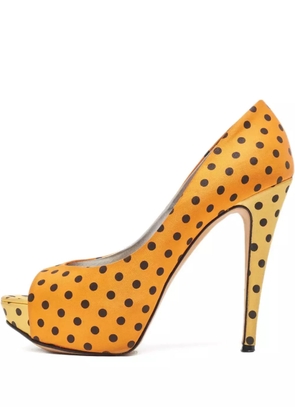 Gina 100mm polka-dot print heeled pumps - Orange