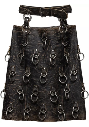 Prada ring-detail leather mini skirt - Black