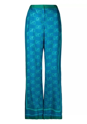 Alberta Ferretti monogram print wide leg trousers - Blue