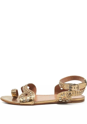 Alaïa Pre-Owned metallic flat sandals - Brown