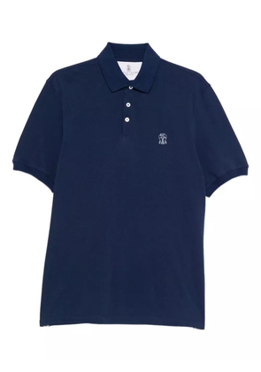 Brunello Cucinelli embroidered cotton polo shirt - Blue