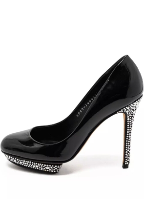 Gina pre-owned 110mm rhinestone-embellished pumps - Black