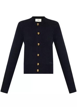 AMI Paris logo-embroidered cardigan - Blue