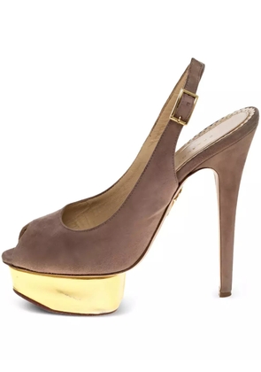 Charlotte Olympia pre-owned 150mm slingback pumps - Neutrals