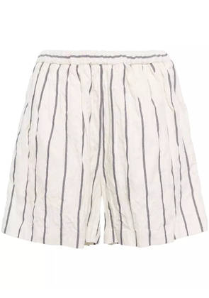 Forme D'expression crinkled striped shorts - White