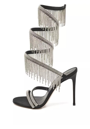 Le Silla pre-owned 100mm crystal-fringed sandals - Black