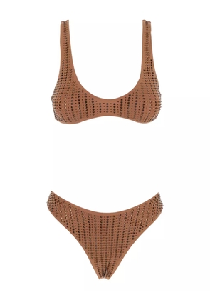 VENUJA rhinestone-embellished bikini - Brown