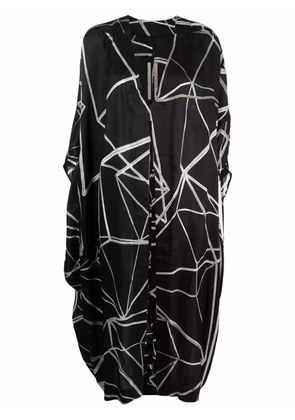 Rick Owens geometric-print V-neck coat - Black