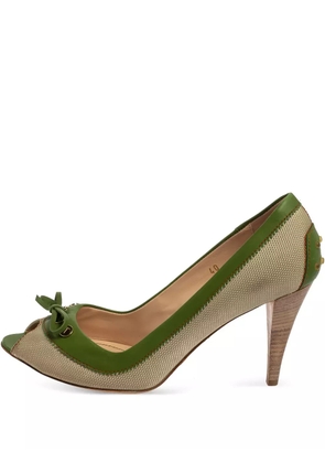 Tod's Vintage 90mm pre-owned peep-toe bow-detail sandals - Neutrals