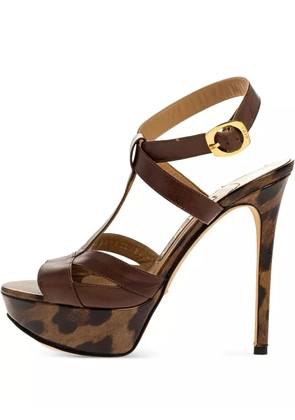 Gina 120mm leopard-print platform sandals - Brown