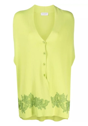 ERMANNO FIRENZE floral lace-appliqué short-sleeve cardigan - Green