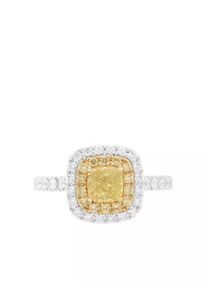 HYT Jewelry 18K white gold cushion diamond ring - Yellow