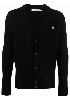 Maison Kitsuné patch-detail wool cardigan - Black