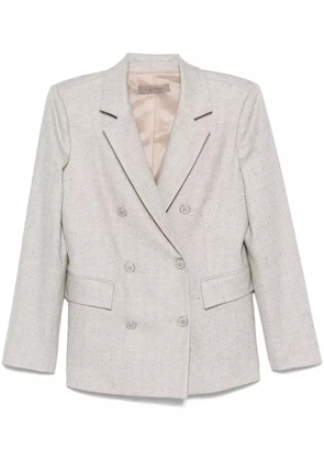 D.Exterior herringbone-pattern blazer - Neutrals