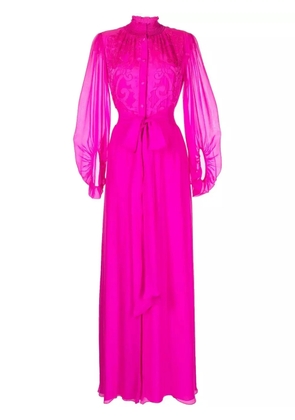 Sachin & Babi embroidered long-sleeve gown - Pink