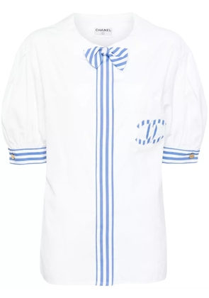 CHANEL Pre-Owned 1990 vertical stripe pattern shirt - White