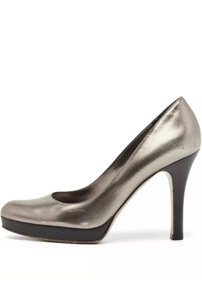 Gucci Pre-Owned 100mm metallic-leather pumps - Silver
