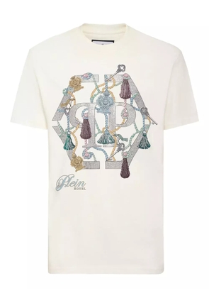 Philipp Plein tassel-embellished logo T-shirt - Neutrals