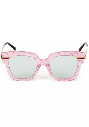 Gucci Pre-Owned 2000s Web-detail square-frame sunglasses - Pink