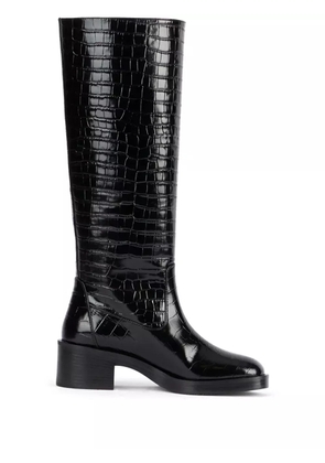 Stuart Weitzman crocodile-embossed leather boots - Black