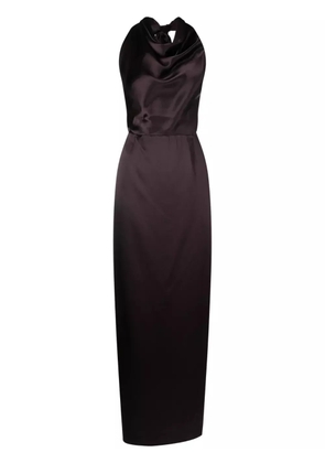 VOZ convertible halterneck satin maxi dress - Brown