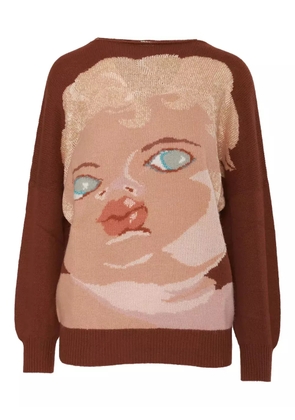 Krizia Pre-Owned Face sweater - Brown