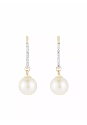 Mateo 14kt yellow gold single pearl diamond drop earrings