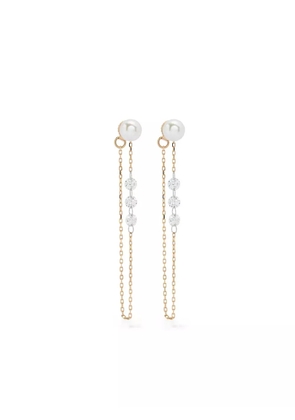 Mizuki 14kt yellow gold Sea Of Beauty pearl and diamond chain earrings