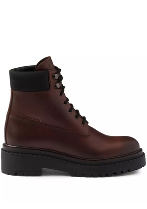 Prada leather ankle booties - Brown