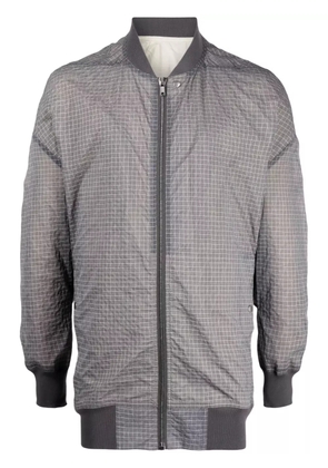 Rick Owens grid-patterned zipped bomber jacket - Grey