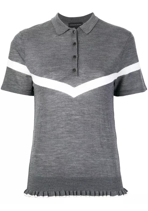 Cashmere In Love ruffle trimming knitted polo shirt - Grey