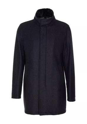 Herno high-neck shearling-collar coat - Grey