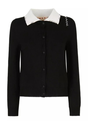 Marni logo-embroidered cotton cardigan - Black