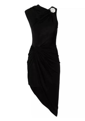 David Koma satin draped midi dress - Black