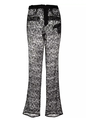 Saint Laurent straight-leg floral lace trousers - Black