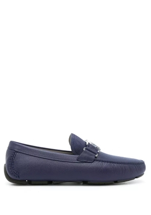 Ferragamo blue logo plaque loafers