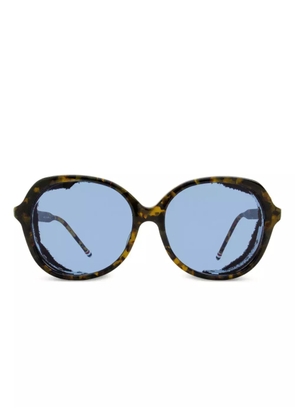 Thom Browne Eyewear rounded-square leatherette-accented sunglasses