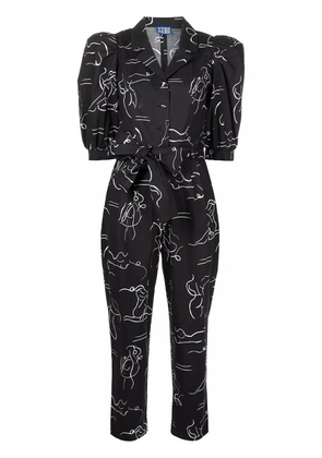 Lhd Casitas illustration-print jumpsuit - Black