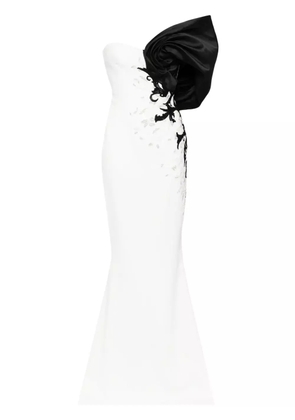 Saiid Kobeisy one-shoulder embroidered gown - White