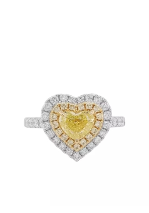 HYT Jewelry 18K white gold heart diamond ring - Yellow