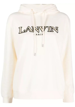 Lanvin embroidered-logo cotton hoodie - Neutrals