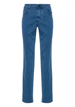 Canali logo-patch mid-rise jeans - Blue