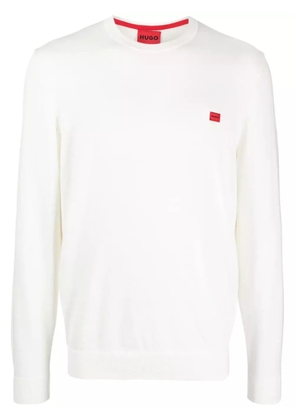 HUGO logo-patch cotton jumper - White