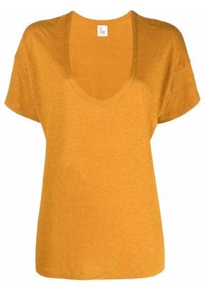 PAULA V-neck linen T-shirt - Yellow